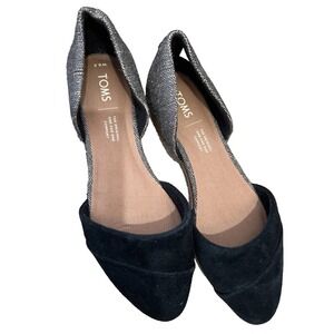 Toms Jutti D'Orsay Flats New Without Box Size 6.5 W - Black Suede With Textile
